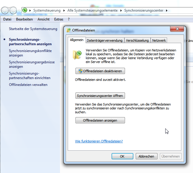 Windows 7 Offline Dateien Und Synology NAS My Simple Life 